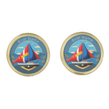 ボートパーソナライズされたオーナーの金ゴールドカフリンク