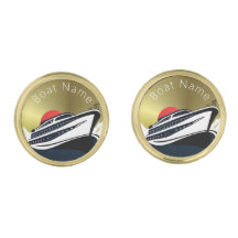 ボートパーソナライズされたオーナーの金ゴールドカフリンク