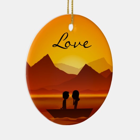 ボートパーソナライズされたカップル山の愛オーナメント セラミックオーナメント (右)