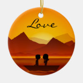 ボートパーソナライズされたカップル山の愛オーナメント セラミックオーナメント (正面)