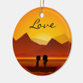 ボートパーソナライズされたカップル山の愛オーナメント セラミックオーナメント (左)