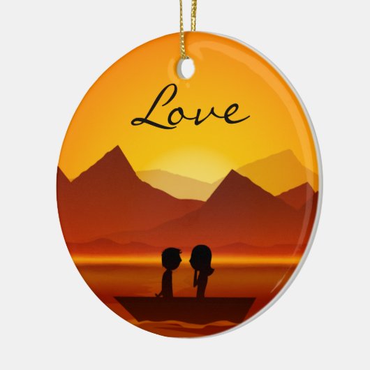 ボートパーソナライズされたカップル山の愛オーナメント セラミックオーナメント (左)