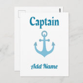 ボートパーソナライズされたキャプテンいかり ポストカード (正面/裏面)
