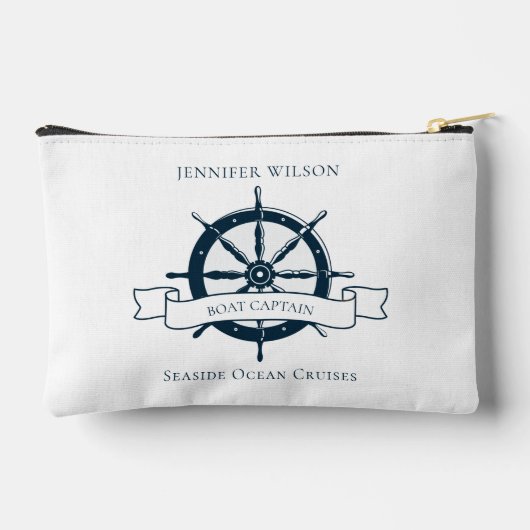 ボートパーソナライズされたキャプテンヴィンテージ航海のホイール アクセサリーポーチ (裏面)