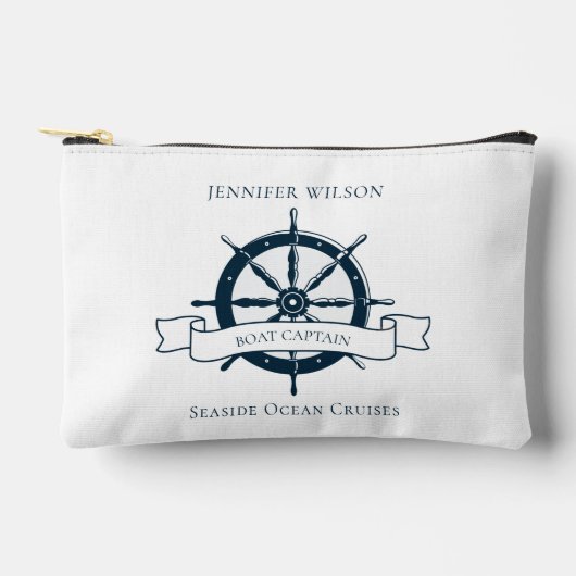 ボートパーソナライズされたキャプテンヴィンテージ航海のホイール アクセサリーポーチ (正面)