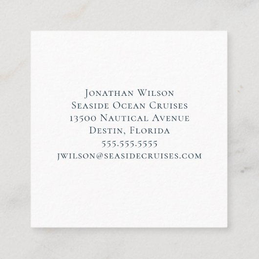 ボートパーソナライズされたキャプテンヴィンテージ航海のホイール スクエア名刺 (裏面)