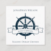 ボートパーソナライズされたキャプテンヴィンテージ航海のホイール スクエア名刺 (正面)