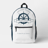 ボートパーソナライズされたキャプテンヴィンテージ航海のホイール プリントバックパック (正面)