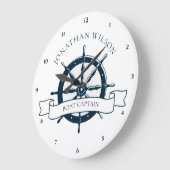 ボートパーソナライズされたキャプテンヴィンテージ航海のホイール ラージ壁時計 (傾斜)