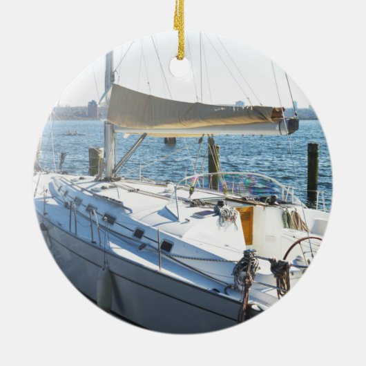 ボートパーソナライズされた名と写真 |航海の | セラミックオーナメント (裏面)