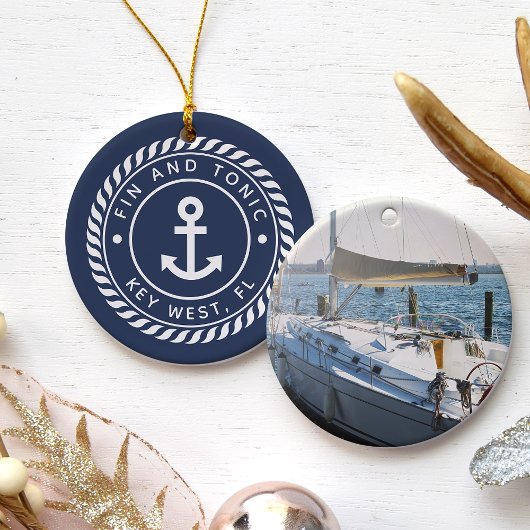 ボートパーソナライズされた名と写真 |航海の | セラミックオーナメント