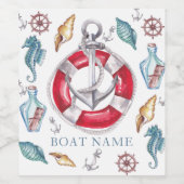 ボートパーソナライズされた名水色航海の ワインラベル (シングルラベル)