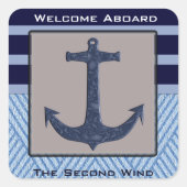 ボートパーソナライズされた航海のネームいかり スクエアシール (正面)