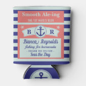 ボートファースト航海のメイトストライプのセーラーコーラルビール 缶クーラー (正面)