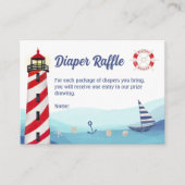 ボートブルー赤航海の赤ベビーシャワーおむつエッフェル エンクロージャーカード (正面)