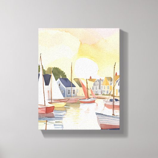 ボートベイ｜沿岸海洋水彩画 キャンバスプリント (正面)