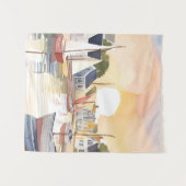ボートベイ｜沿岸海洋水彩画 タペストリー (正面(横))
