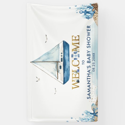 ボートボーイ航海のベビーシャワー歓迎の背景 横断幕 (縦)