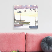 ボートマリーナ | 水彩海湾 キャンバスプリント (インサイチュ (リビング))