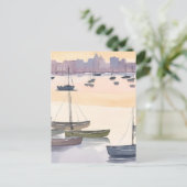 ボートマリーナ | 水彩海湾 ポストカード (スタンド正面)