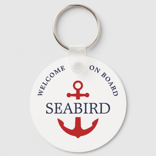 ボートモダン名いかり赤白青航海の キーホルダー (正面)