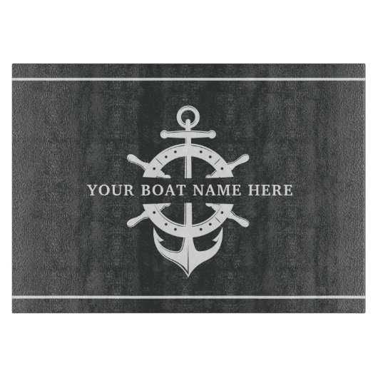 ボートモダン名船の車輪のいかりグレ航海のー カッティングボード (正面)