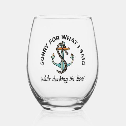 ボートユーモアのいかりおもしろいを言ってごめんなさい ステムなしワイングラス (正面)