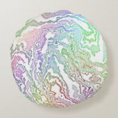 ボートリップ（幻覚体験）のようなマーリーレインボーカラフル抽象芸術 ラウンドクッション (裏面)