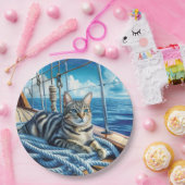 ボートロープの上のタビーネコ ペーパープレート (パーティー)