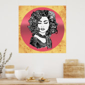 ボートーオーシェヴューブークレー – カーリーヘア美しい ポスター (キッチン)