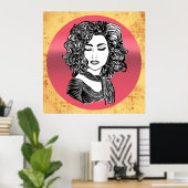 ボートーオーシェヴューブークレー – カーリーヘア美しい ポスター (ホームオフィス)