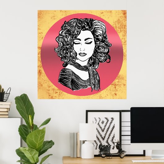 ボートーオーシェヴューブークレー – カーリーヘア美しい ポスター (ホームオフィス)