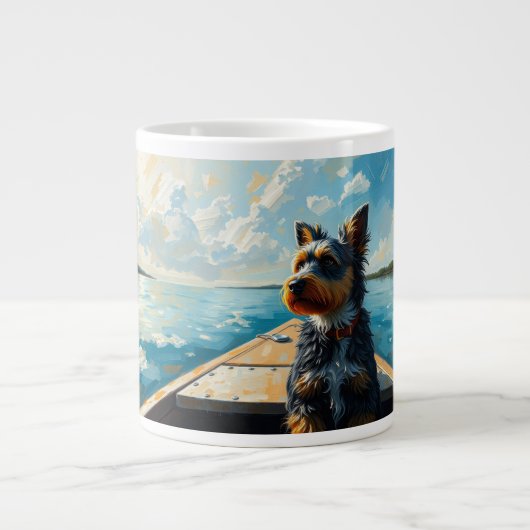 ボート上の犬 ジャンボコーヒーマグカップ (正面)