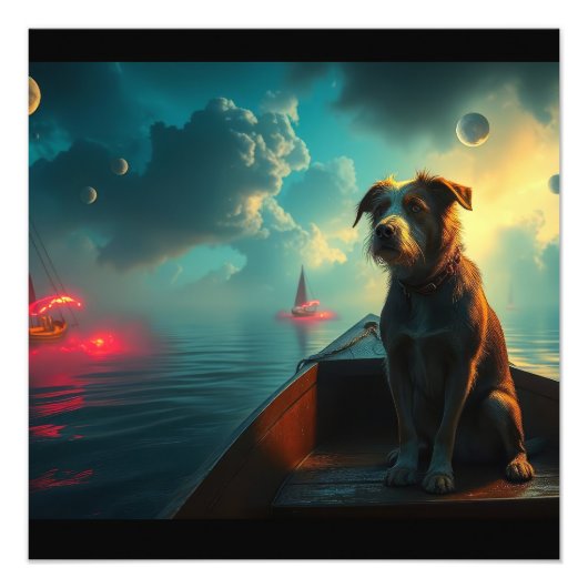 ボート上の犬 フォトプリント            (正面)