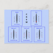 ボート乗務員が青いスポーツをする ポストカード (正面)