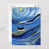 ボート付き鯨 ポストカード (正面/裏面)