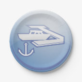 ボート及びいかり航海のマリン ペーパープレート (正面)