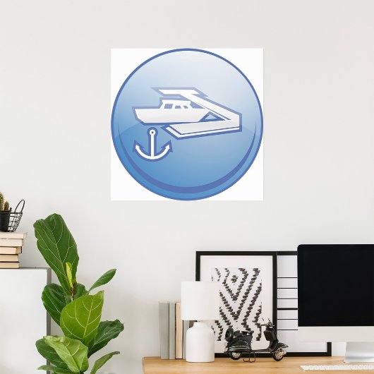 ボート及びいかり航海のマリン ポスター