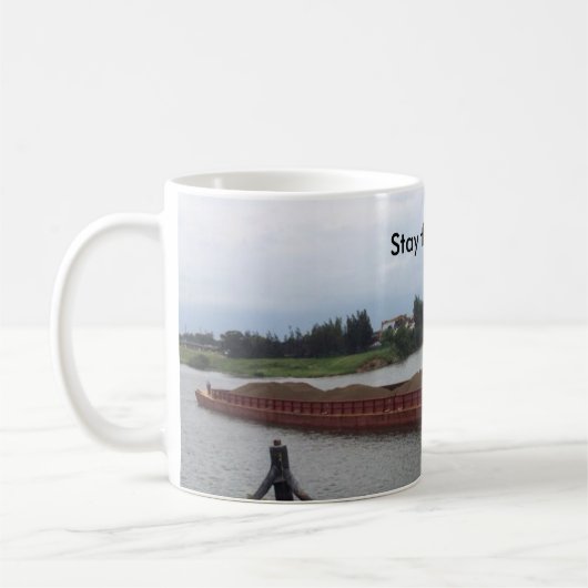 ボート及びはしけが付いているコーヒー・マグ--コースをとどまって下さい コーヒーマグカップ (左)