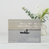 ボート及びカップルのsilhouette湖の結婚式招待状 招待状 (スタンド正面)