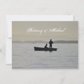 ボート及びカップルのsilhouette湖の結婚式招待状 招待状 (裏面)
