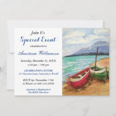 ボート及びビーチパーティーイベント招待状 招待状 (正面)