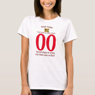 ボート名あなたの名前ナンバシティ州リバーレイク Tシャツ