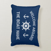 ボート名いかりネイビーブルーへようこそ アクセントクッション (裏面(縦))