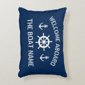 ボート名いかりネイビーブルーへようこそ アクセントクッション (正面(垂直))