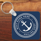 ボート名と寄港いかり縁ど索 キーホルダー (正面)