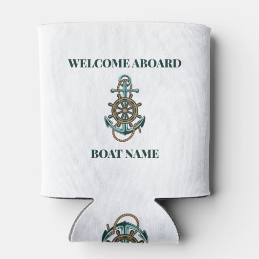 ボート名の追加セーリング航海のいかり 缶クーラー (裏面)