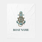 ボート名を追加航海のいかりロープ フリースブランケット (正面)