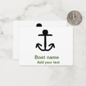 ボート名カスタムいかりセーリング夏の追加文字 ノートカード (正面/裏面インサイチュ)