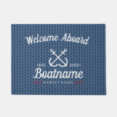 ボート名パーソナライズされたネイビーブルー航海のニット ドアマット (正面)